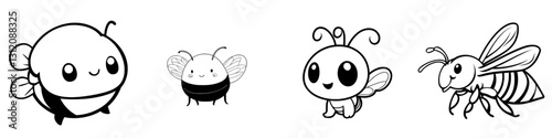 A hand-drawn illustration of a humorous bee character, set amidst a nature-inspired doodle of insects