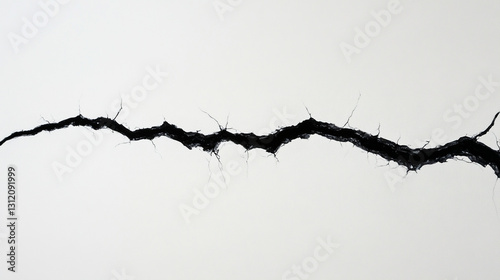 A close-up view of a jagged crack symbolizing issues in society and the environment.