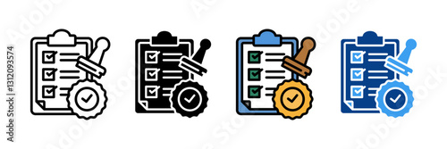 Iso Certification  Icon Set Multiple Style Collection