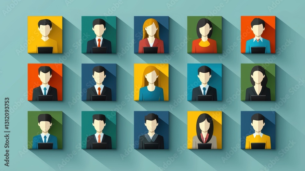 Fototapeta premium Diverse collection of avatars for online profiles and virtual communities diverse