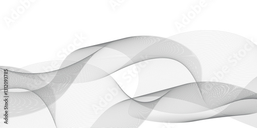 Thin wavy curve line vector background. Curve wave seamless pattern background. Black and grey wave curve lines motion vector background.