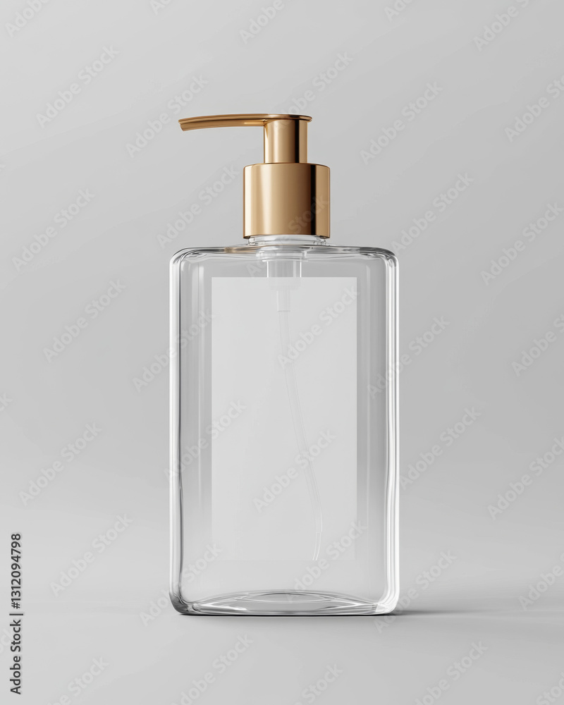Luxury Glass Bottle Mockup with Pump Dispenser Luxury Glass Bottle Mockup with Pump Dispenser