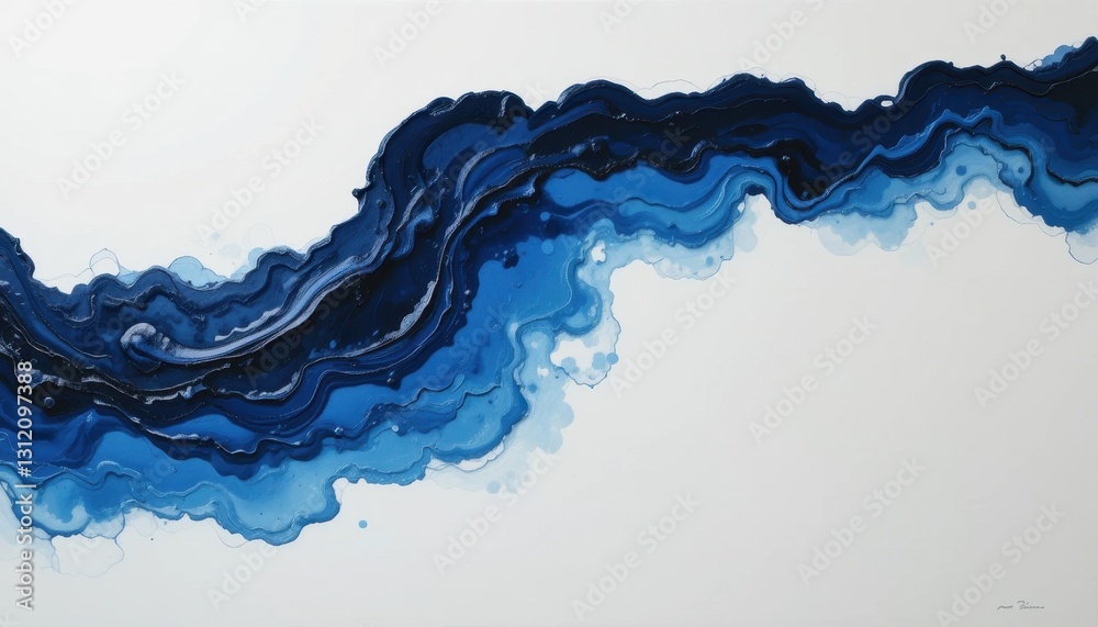 Flowing blue abstract art studio artwork modern aerial view serenity Flowing blue abstract art studio artwork modern aerial view serenity
