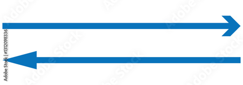 Horizontal dual long straight arrow signs. Blue pointer, direction, position symbol and double arrow icon isolated. Left right arrows vector icon. Double arrow icon set. two side arrows icon vector. 
