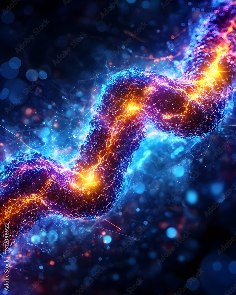 Abstract Glowing energy stream, blues and oranges Abstract Glowing energy stream, blues and oranges