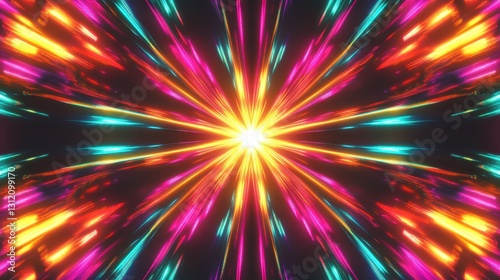 A neon glowing frame provides a vibrant, eye-catching border with ample copy space in the center, ideal for animated backgrounds or text placement. photo