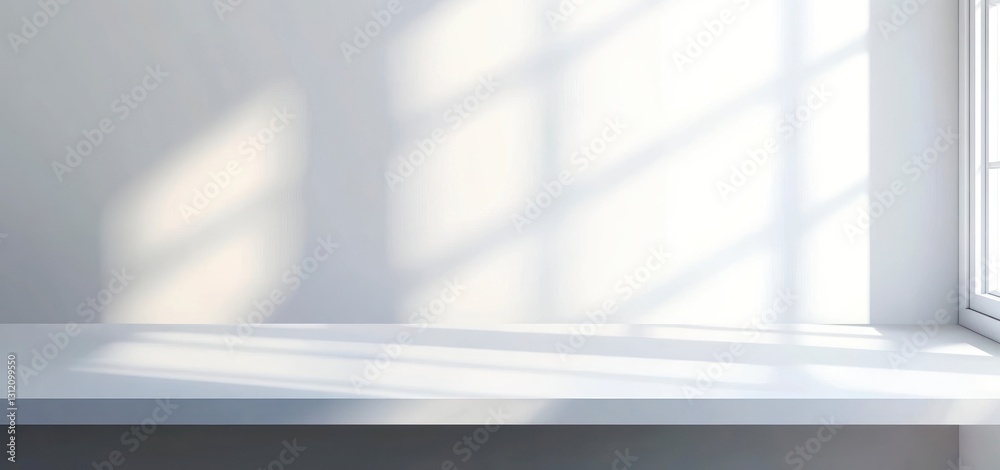 Obraz premium Bright Minimalist Room Interior with Sunlight Streaming Through Window Mockup
