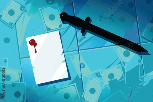 A menacing handwritten note detailing an extortion plot,  featuring a threatening message and ominous imagery.  Depict a sense of urgency and fear.