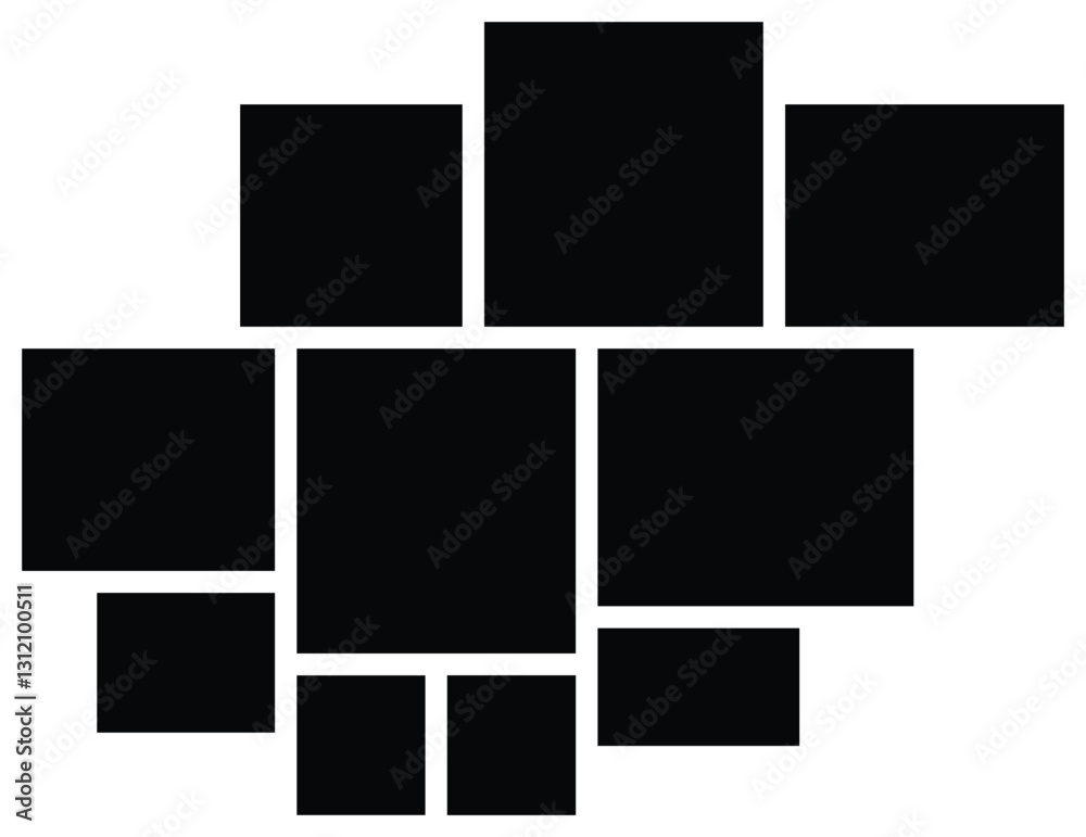 Asymmetrical 10 photo collage vector illustration. Tiles pattern for web and mockup presentation. Collage templates, birthday collage, collage art. Comics page grid layout abstract photo frames. Asymmetrical 10 photo collage vector illustration. Tiles pattern for web and mockup presentation. Collage templates, birthday collage, collage art. Comics page grid layout abstract photo frames.