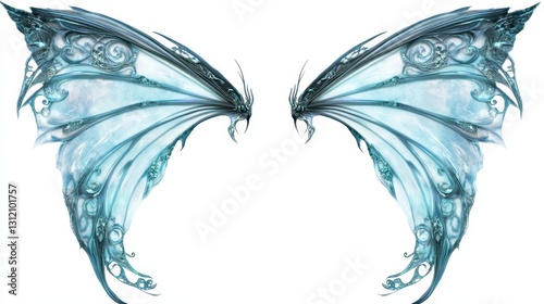A pair of fantasy fairy wings isolated on a white background.