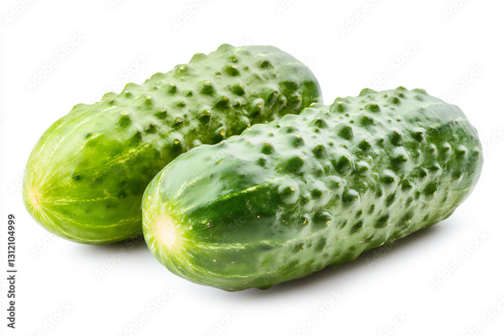 a few fresh green cucumbers, against a white background, a few fresh green cucumbers, against a white background,