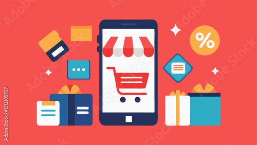 These illustrations will effectively convey the excitement of online shopping for smartphone deals and accessories enhancing the visual appeal through the use of attentiongrabbing