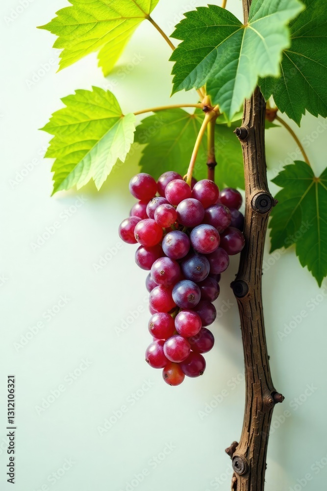 Isolated grapevine branches on a white surface, garden, grapes Isolated grapevine branches on a white surface, garden, grapes