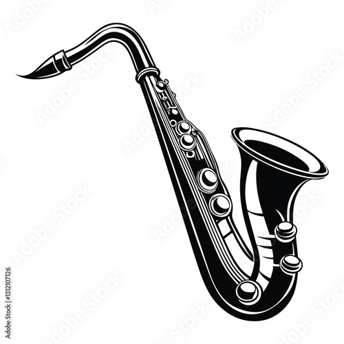Saxophone Silhouette Vector Iconic Wind Instrument Illustration
