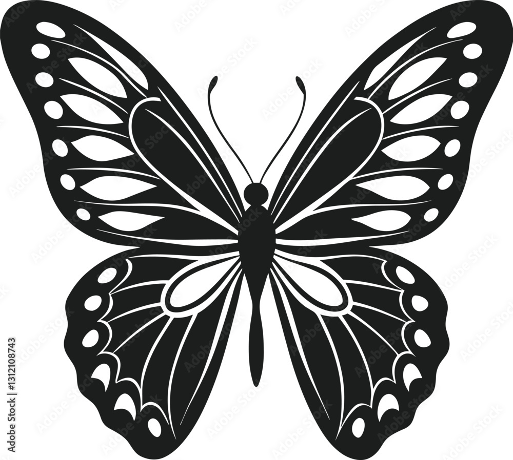 Elegant Butterfly Silhouette Vector - Spring Theme Nature Illustration Elegant Butterfly Silhouette Vector - Spring Theme Nature Illustration