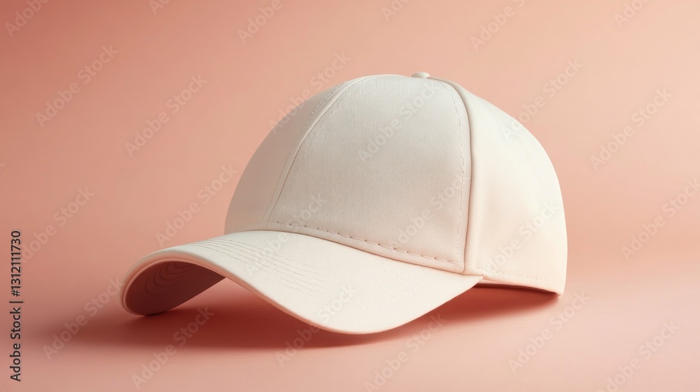 Fototapeta premium White baseball cap on a pink background
