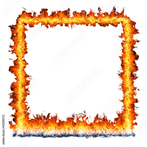 wall of fire high flame  square frame PNG design