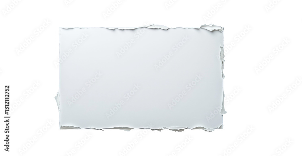 Obraz premium Torn Edge Paper: A textured, rectangular piece of paper with a rugged torn edge, presenting an abstract view of a blank canvas.