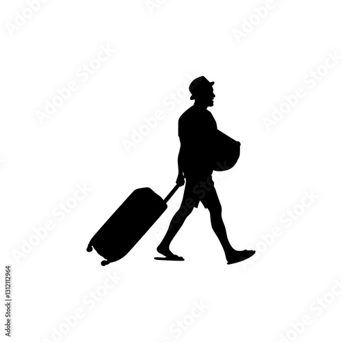 vector silhouette of a woman with a suitcase