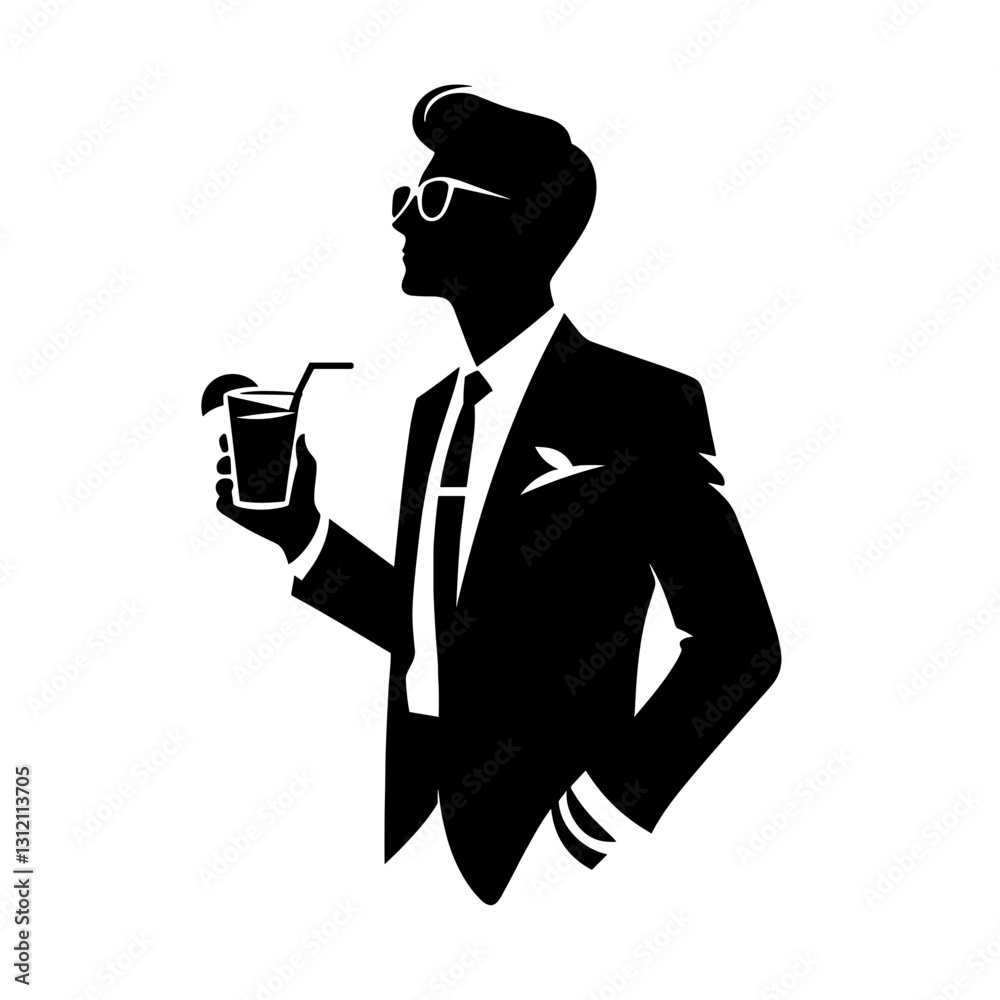 Vector illustration of a stylish man with a cocktail Vector illustration of a stylish man with a cocktail