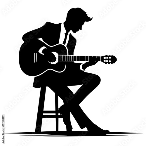 Vector illustration of a man playing guitar
