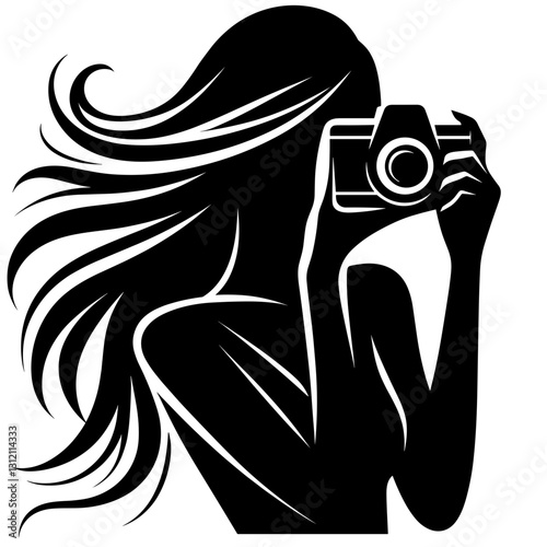 Vector illustration of a woman with a camera