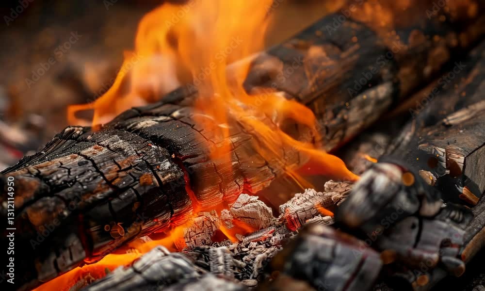 Intense close-up of burning charcoal, alive with fiery sparks Intense close-up of burning charcoal, alive with fiery sparks