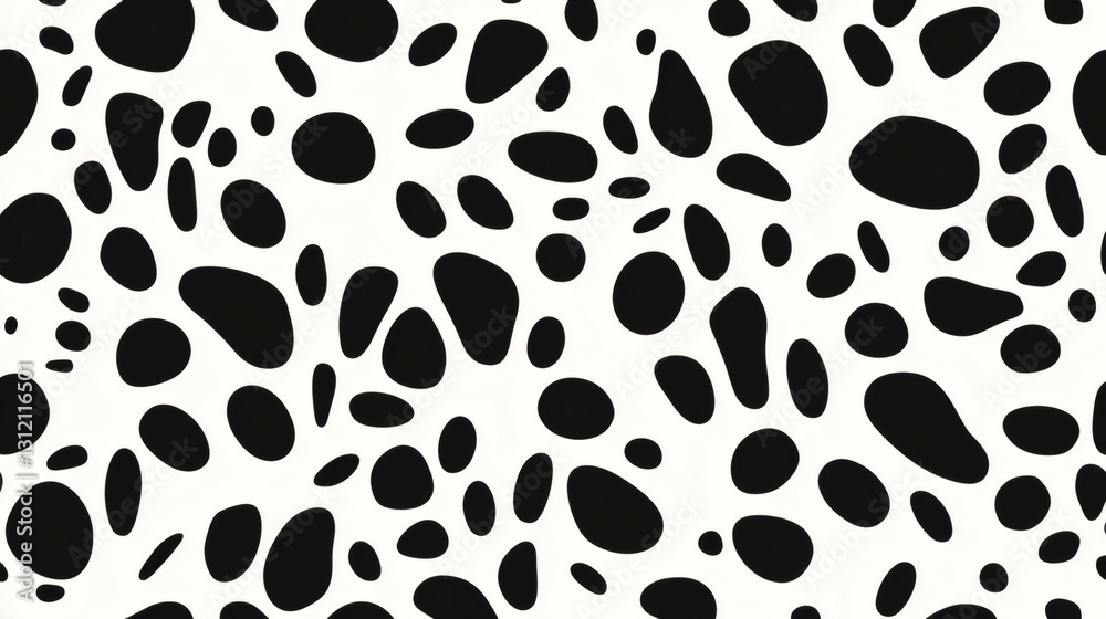 Black and white abstract pattern featuring irregular shapes and forms on a light background Black and white abstract pattern featuring irregular shapes and forms on a light background