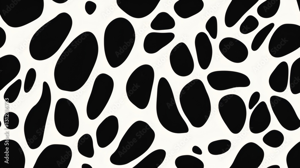 Unique black and white abstract pattern showcasing irregular shapes on a light background