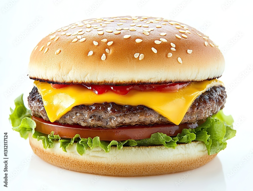 Centered Cheeseburger with Lettuce and Tomato, Detailed Close-Up, High Resolution, Professional Shot, Sharp Focus, Natural Lighting Centered Cheeseburger with Lettuce and Tomato, Detailed Close-Up, High Resolution, Professional Shot, Sharp Focus, Natural Lighting