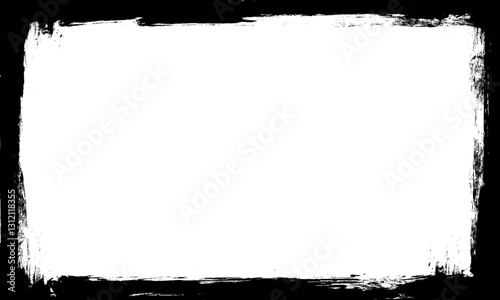 black brush painting blank frame border grunge graphic artistic element