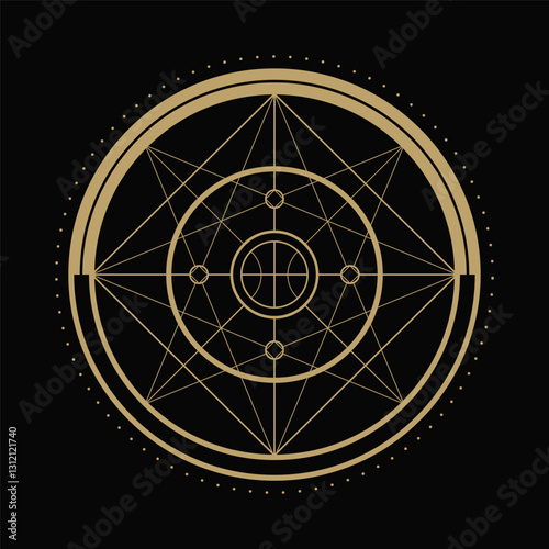 mysterious golden magical circle logo abstract