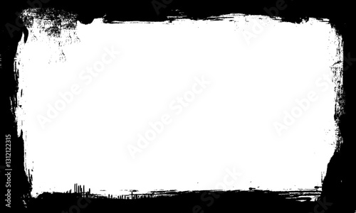 black ink brush painting frame border picture artistic grunge graphic style