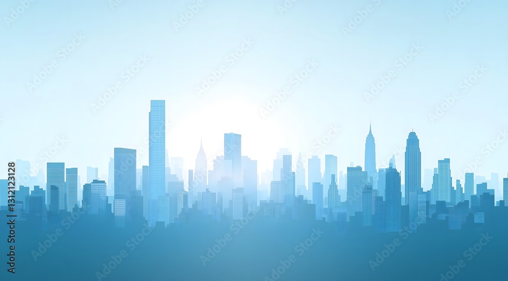 Fototapeta premium Blue Cityscape Silhouette