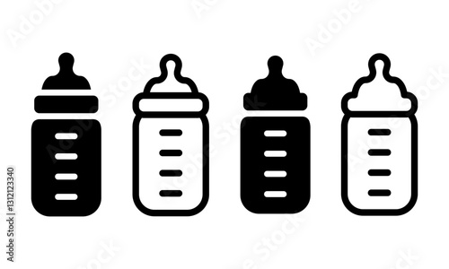 Baby bottle icon set.