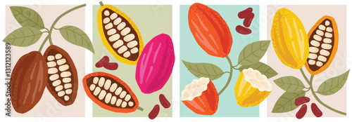 Cocoa Pods Colorful Illustrations