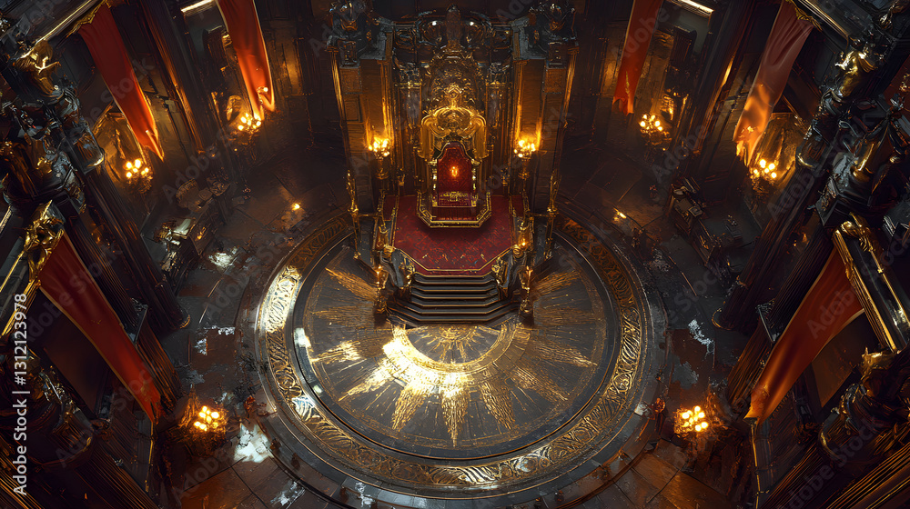 Fototapeta premium Opulent Throne Room A Bird's-Eye View of Regal Grandeur