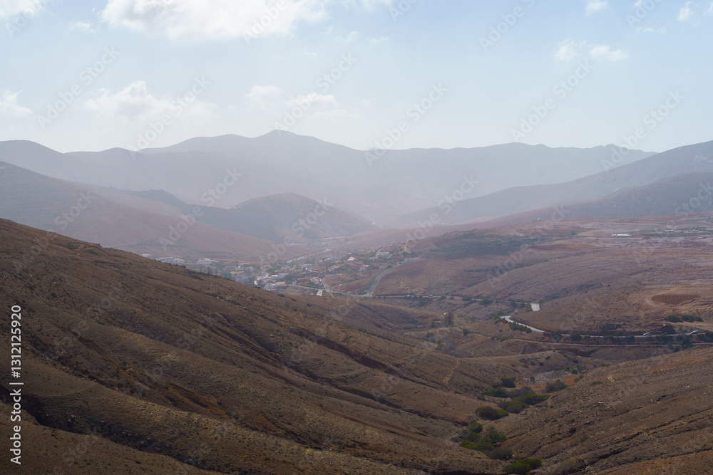 Panoramic View of Betancuria in the Rugged Mountains of Fuerteventura, Canary Islands Panoramic View of Betancuria in the Rugged Mountains of Fuerteventura, Canary Islands