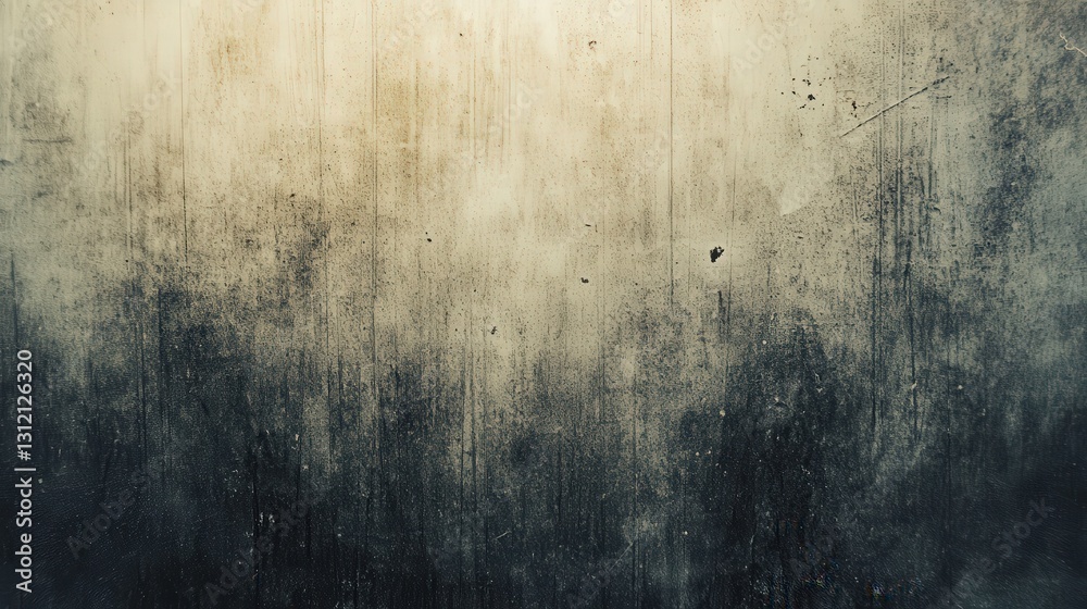 Fototapeta premium A textured concrete wall, cloaked in layers of dark grime; patches reveal the underlying rough surface, creating a gritty yet captivating visual texture