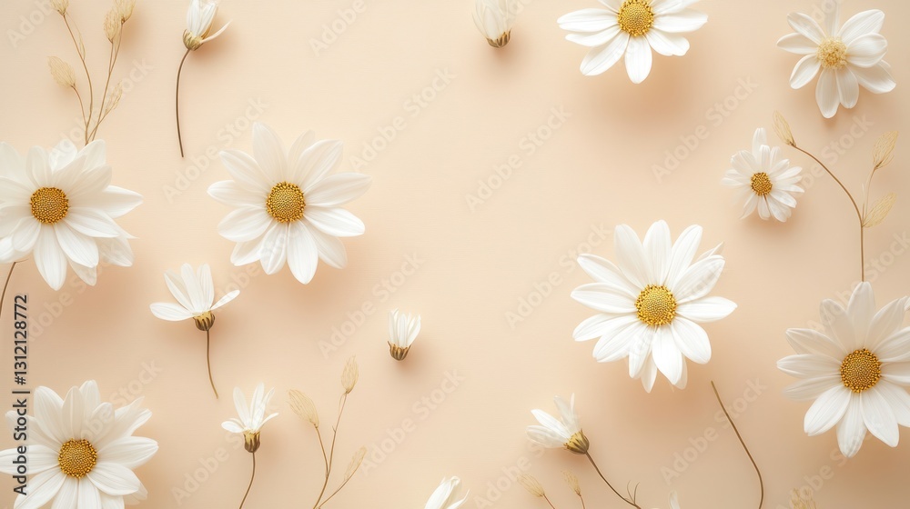 Naklejka premium Delicate Daisies on a Pastel Background