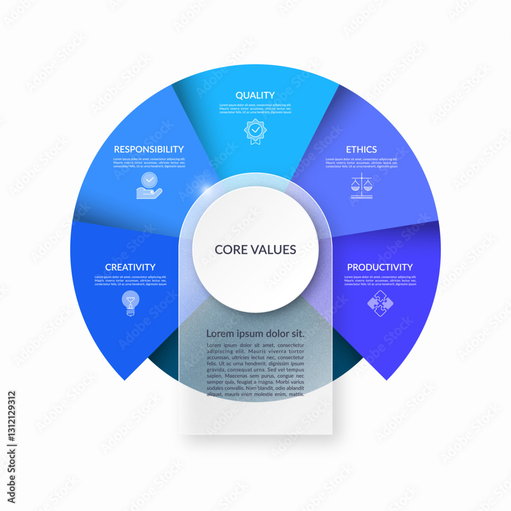Infographic cycle diagram with 5 steps, parts. Vector infographic circular template with 5 options and place for text. Can be used for report, presentation, data visualization. Infographic cycle diagram with 5 steps, parts. Vector infographic circular template with 5 options and place for text. Can be used for report, presentation, data visualization.