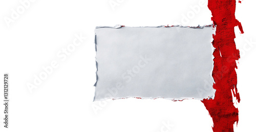 Torn Paper with Red Paint: A piece of torn white paper with a vibrant red paint splash alongside it, offering a dramatic and artistic contrast. The rough edges of the paper create texture.