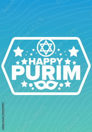 Purim. Happy Purim. Traditional Jewish religious holiday. Star of David, Carnival mask. Israel history. Сelebrated by a masquerade and festival. Poster art. Vector illustration