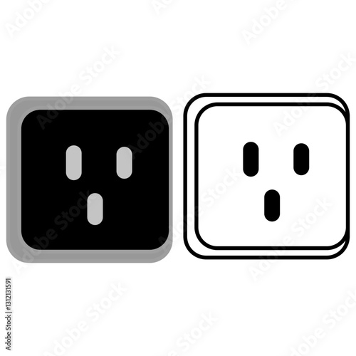 Electric socket icon, simple flat style, illustration, logo sign symbol pictogram template, for ui or ux isolated on white for mobile app, editable