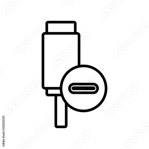 usb type c icon, icon flat style pictogram for ui or ux mobile app, design sign logo symbol vector illustration, isolated on white editable
