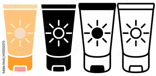 sun cream icon, simple flat style, illustration, logo sign symbol pictogram template, for ui or ux isolated on white for mobile app, editable