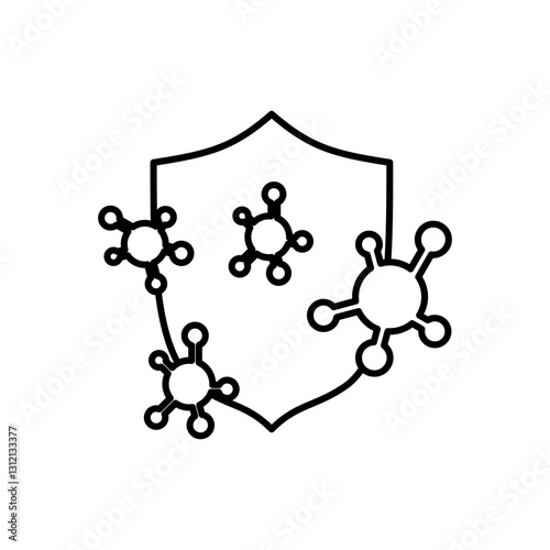 Antibacterial protection or immune system icon, simple flat style, illustration, logo sign symbol pictogram template, for ui or ux isolated on white for mobile app, editable