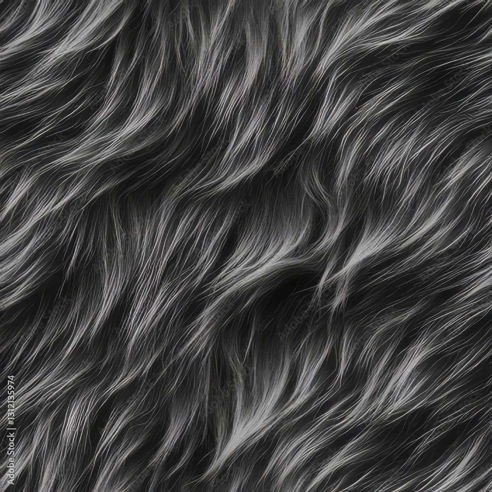 Realistic faux fur texture with varying shades of gray, creating a soft and tactile appearance. Realistic faux fur texture with varying shades of gray, creating a soft and tactile appearance.