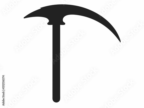 Crowbar black silhouette on white background. A pickaxe  icon isolated vector silhouette. 