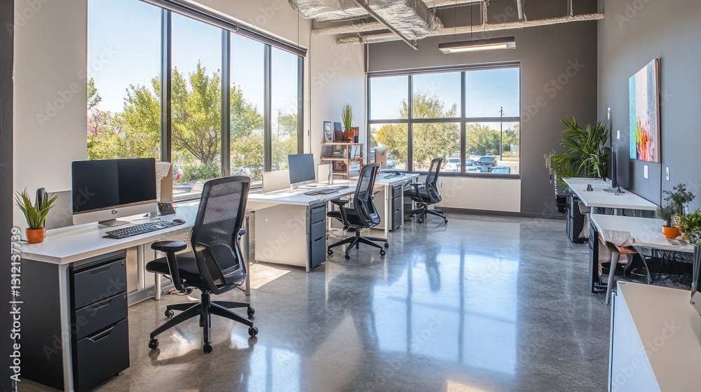 Modern Office Workspace with City View (10) Modern Office Workspace with City View (10)